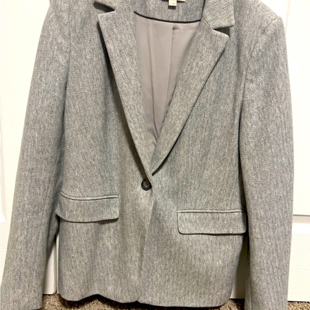 Loft Grey Herringbone Blazer